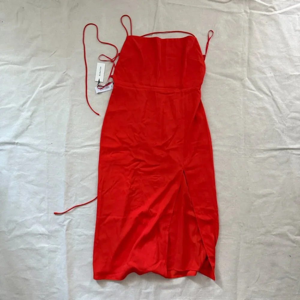 *NWT* Babaton | Success Matte Satin Midi Dress - Sz 6 / Hot Cheeky Red - Picture 5 of 12